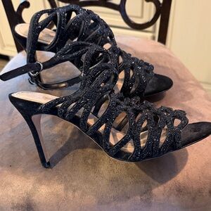 Vince Camuto Glittery Black Strappy Heels